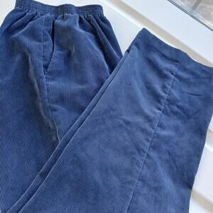 Alfred Dunner Corduroy Pull on Pants 16 dark blue elastic waist pockets